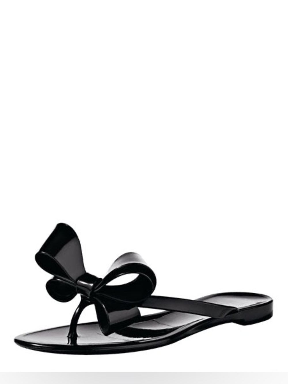 EUC Valentino Garavani Glossy Black Jelly Bow Flip Flop Sandals